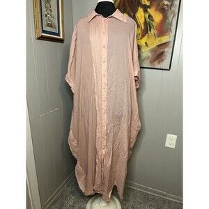 La Vaca Loca Pink Oversized Dress Lagenlook 100% Cotton One Size